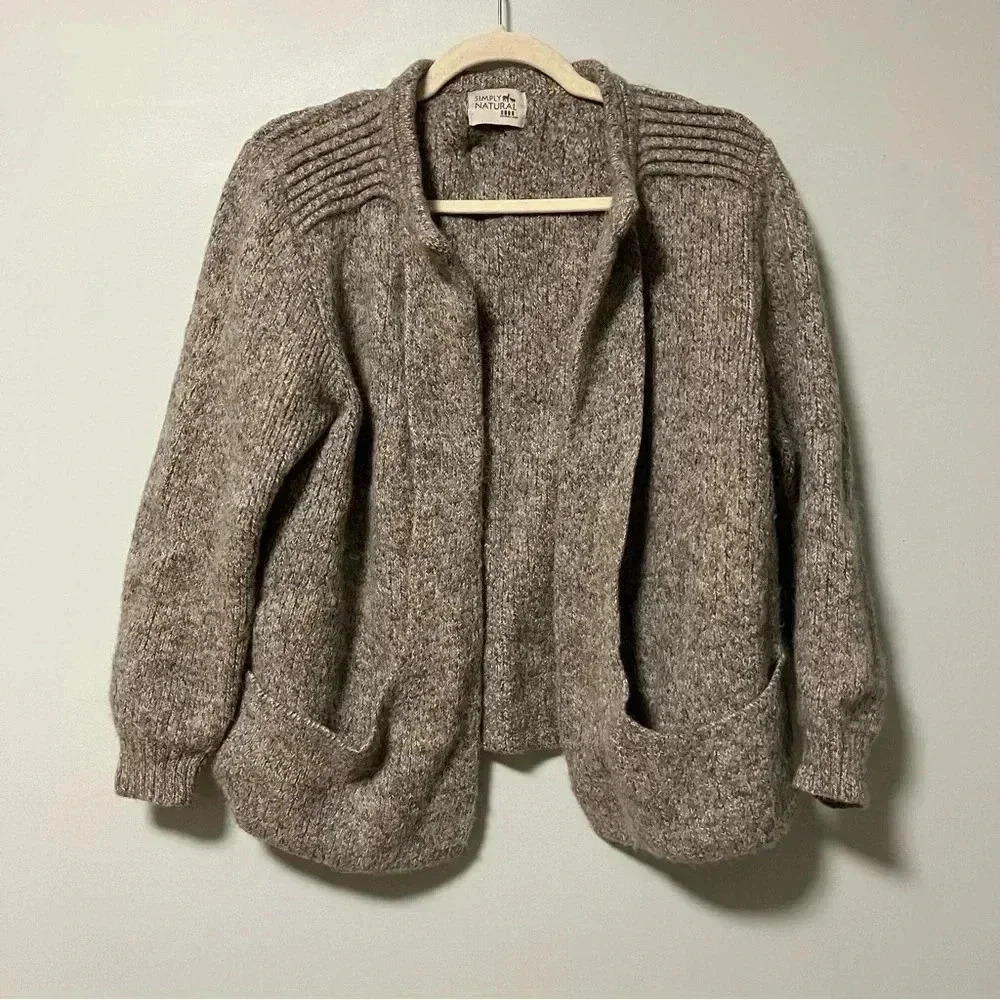 Simply natural alpaca blend open cardigan made in  Peru